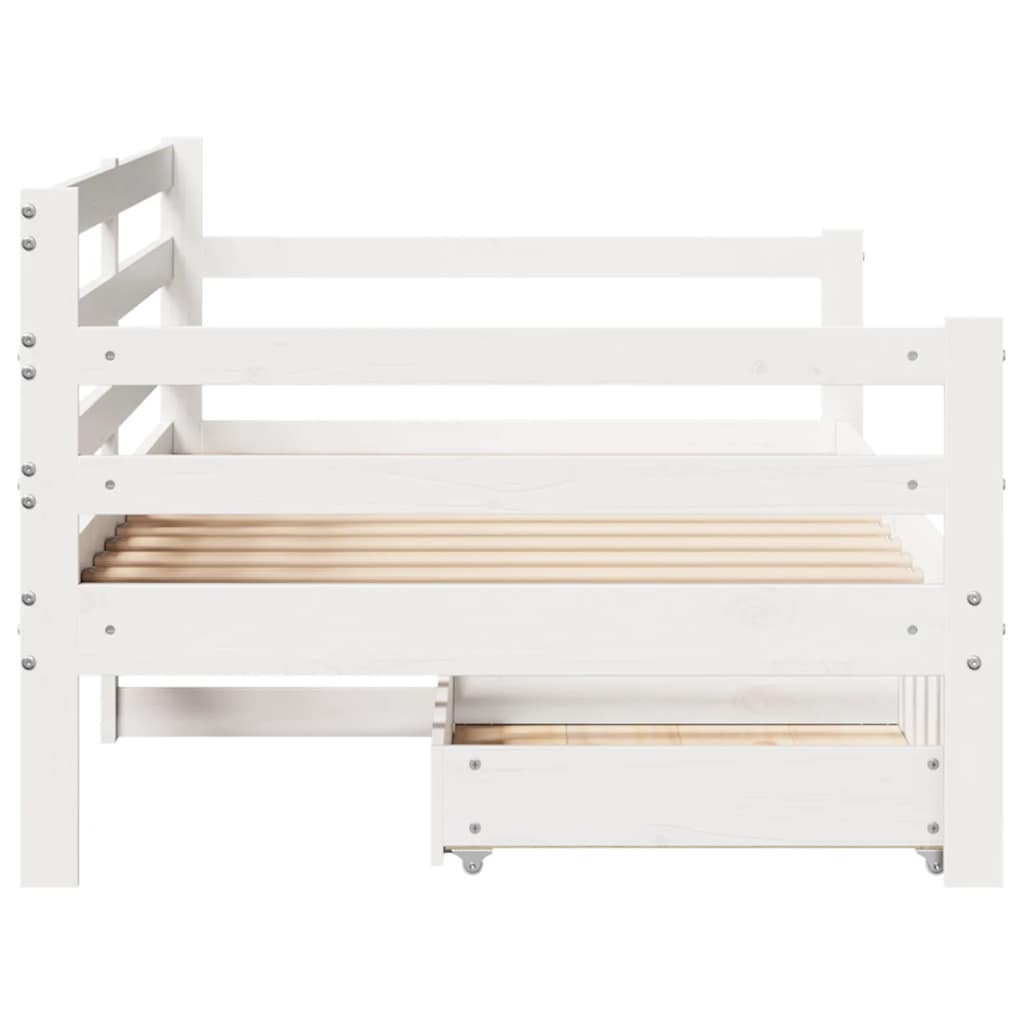 daybed med skuffer 90x190 cm massivt fyrretræ hvid