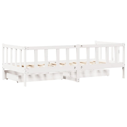daybed med skuffer 90x200 cm massivt fyrretræ hvid
