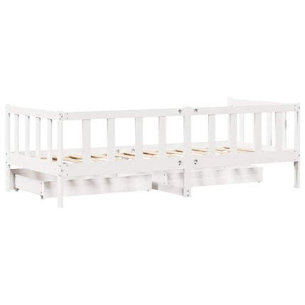daybed med skuffer 90x190 cm massivt fyrretræ hvid