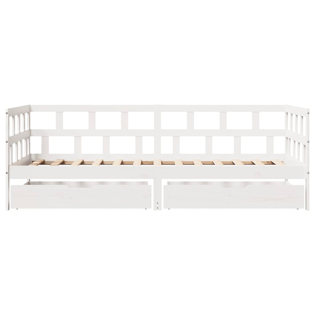 daybed med skuffer 90x200 cm massivt fyrretræ hvid
