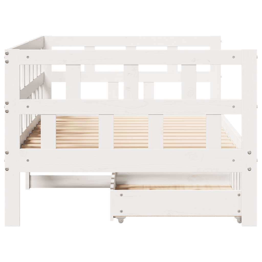 daybed med skuffer 90x200 cm massivt fyrretræ hvid