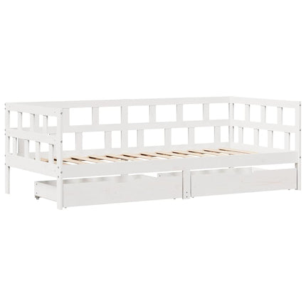 daybed med skuffer 80x200 cm massivt fyrretræ hvid