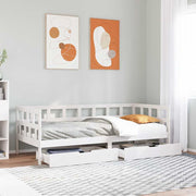daybed med skuffer 80x200 cm massivt fyrretræ hvid