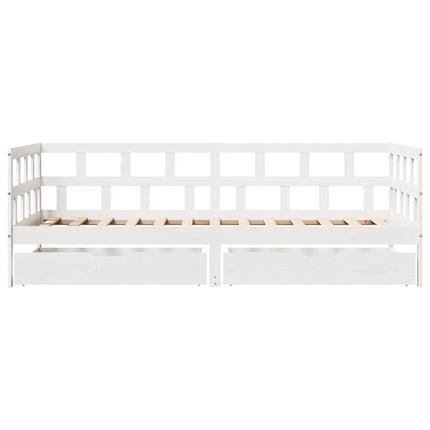 daybed med skuffer 90x190 cm massivt fyrretræ hvid
