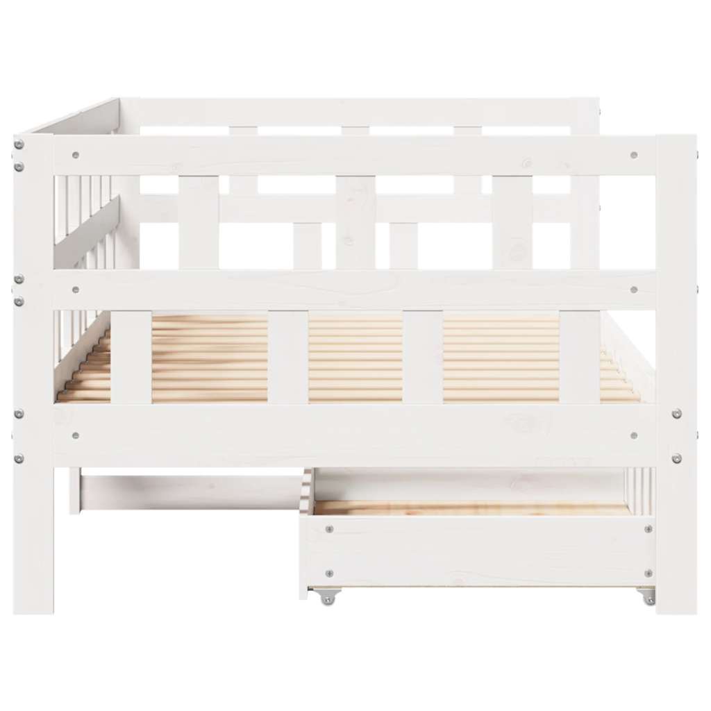 daybed med skuffer 90x190 cm massivt fyrretræ hvid