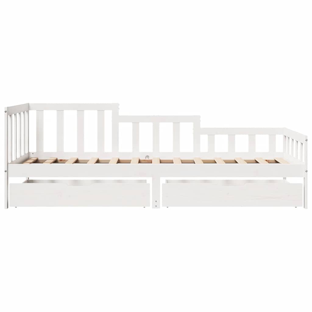 daybed med skuffer 80x200 cm massivt fyrretræ hvid