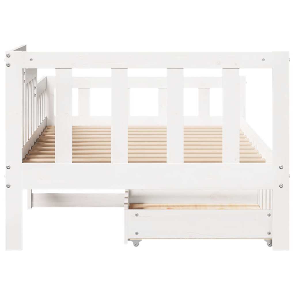daybed med skuffer 90x200 cm massivt fyrretræ hvid