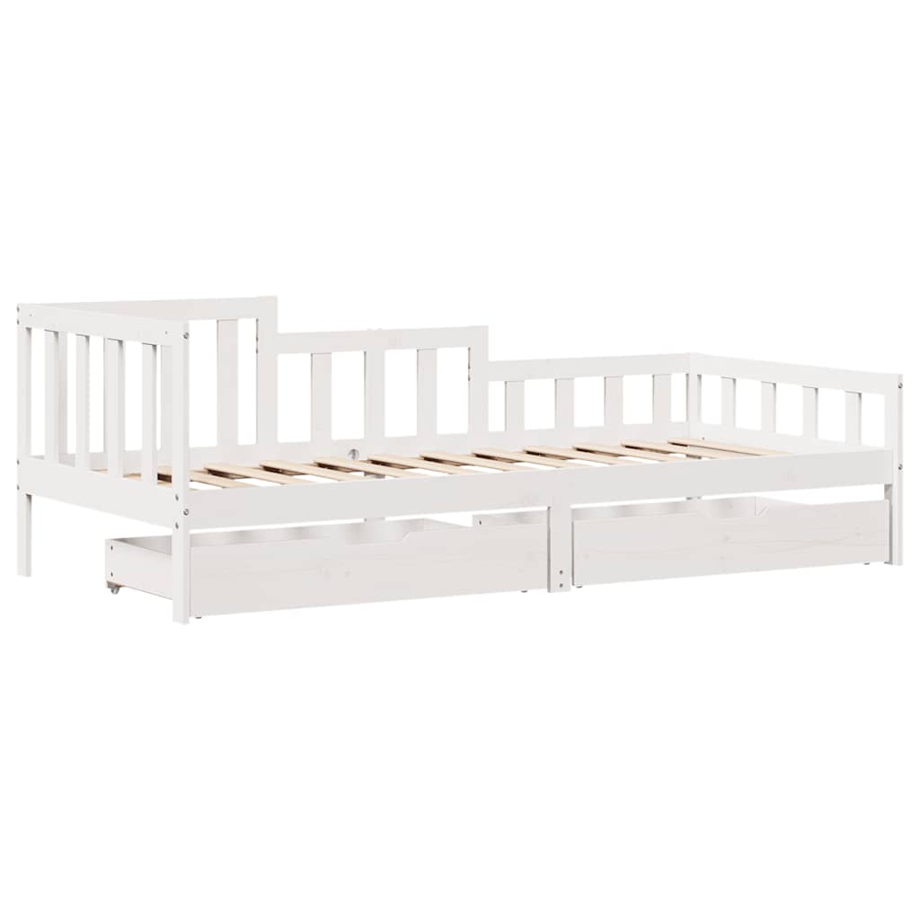 daybed med skuffer 80x200 cm massivt fyrretræ hvid
