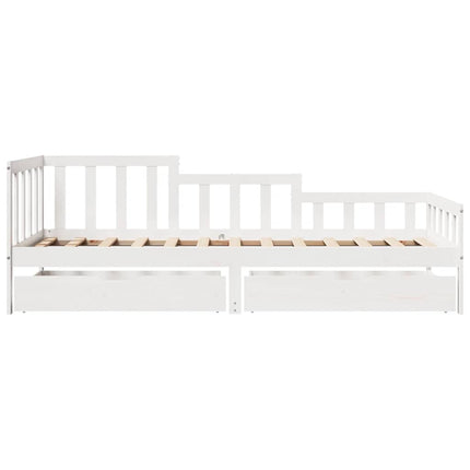 daybed med skuffer 80x200 cm massivt fyrretræ hvid