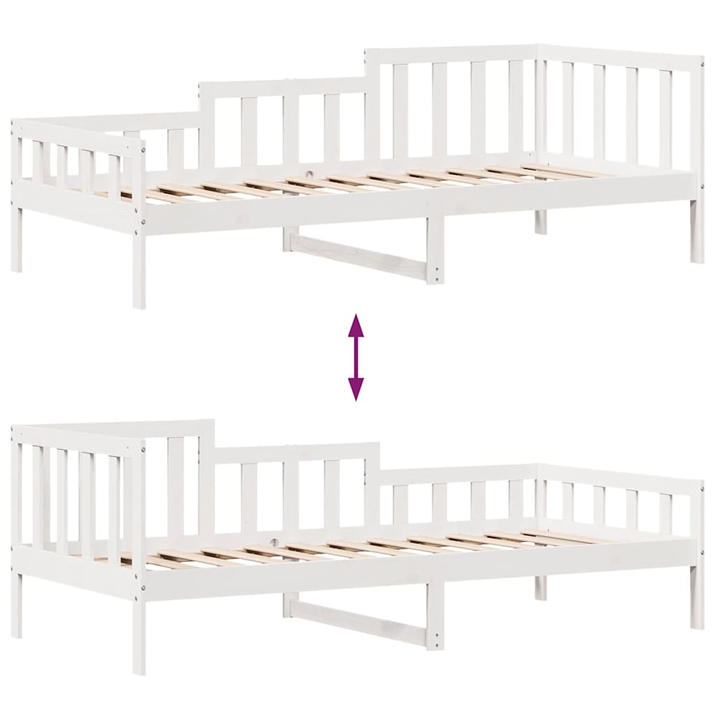 daybed med skuffer 80x200 cm massivt fyrretræ hvid