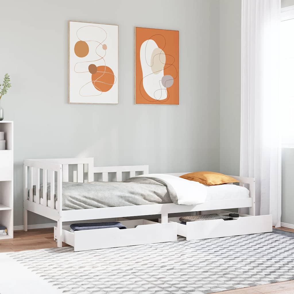 daybed med skuffer 90x190 cm massivt fyrretræ billede