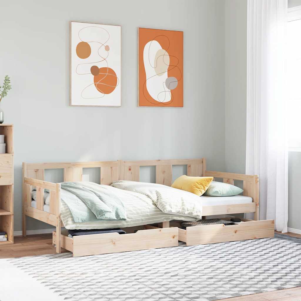 daybed med skuffer 90x190 cm massivt fyrretræ