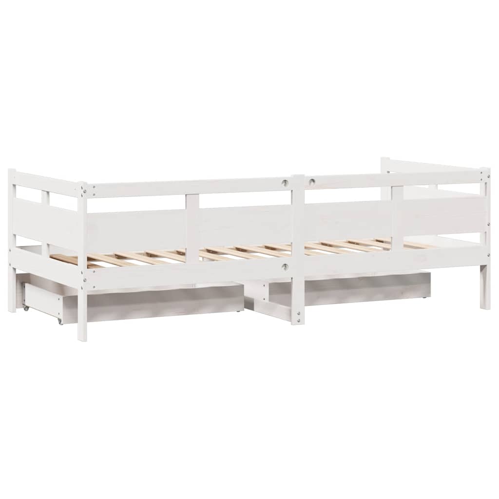 daybed med skuffer 90x200 cm massivt fyrretræ hvid