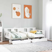 daybed med skuffer 90x200 cm massivt fyrretræ hvid
