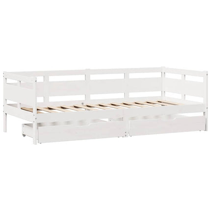 daybed med skuffer 80x200 cm massivt fyrretræ hvid