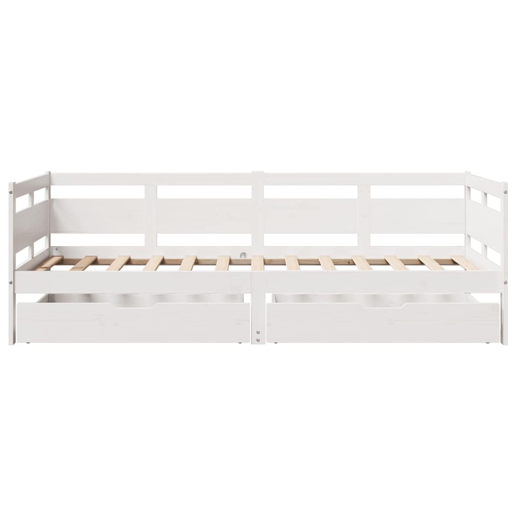 daybed med skuffer 90x190 cm massivt fyrretræ hvid