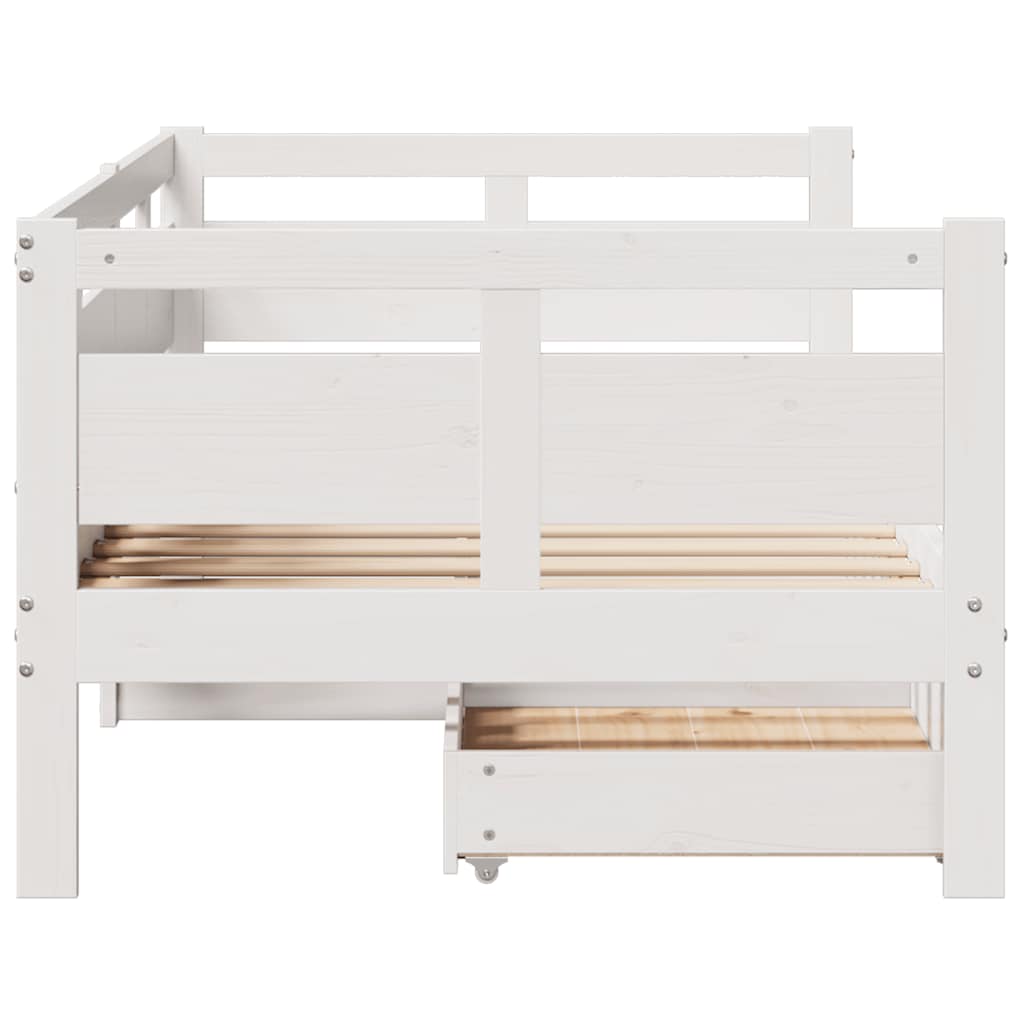 daybed med skuffer 90x190 cm massivt fyrretræ hvid