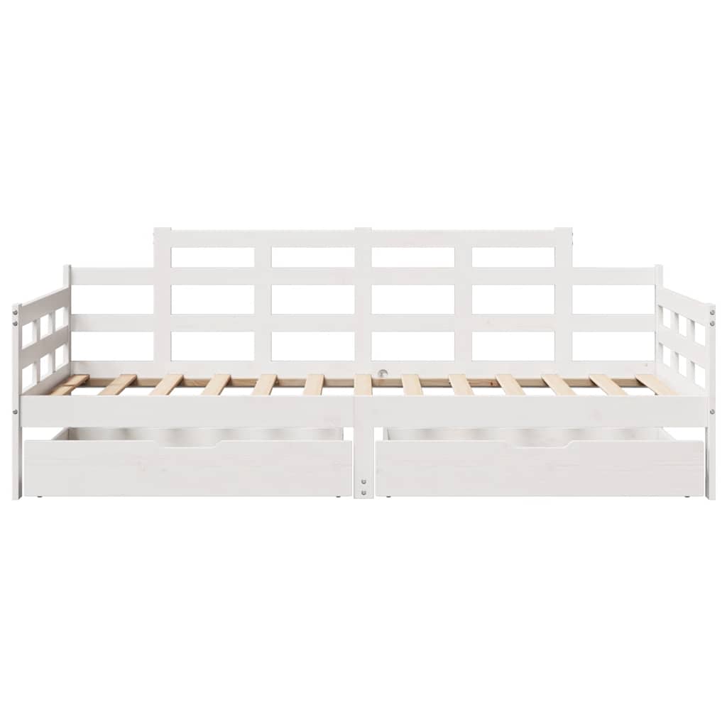 daybed med skuffer 90x200 cm massivt fyrretræ hvid