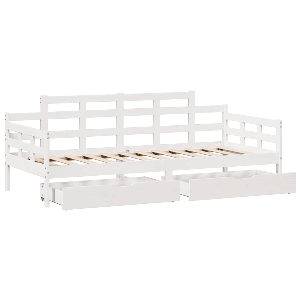 daybed med skuffer 90x200 cm massivt fyrretræ hvid