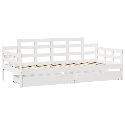 daybed med skuffer 90x190 cm massivt fyrretræ hvid