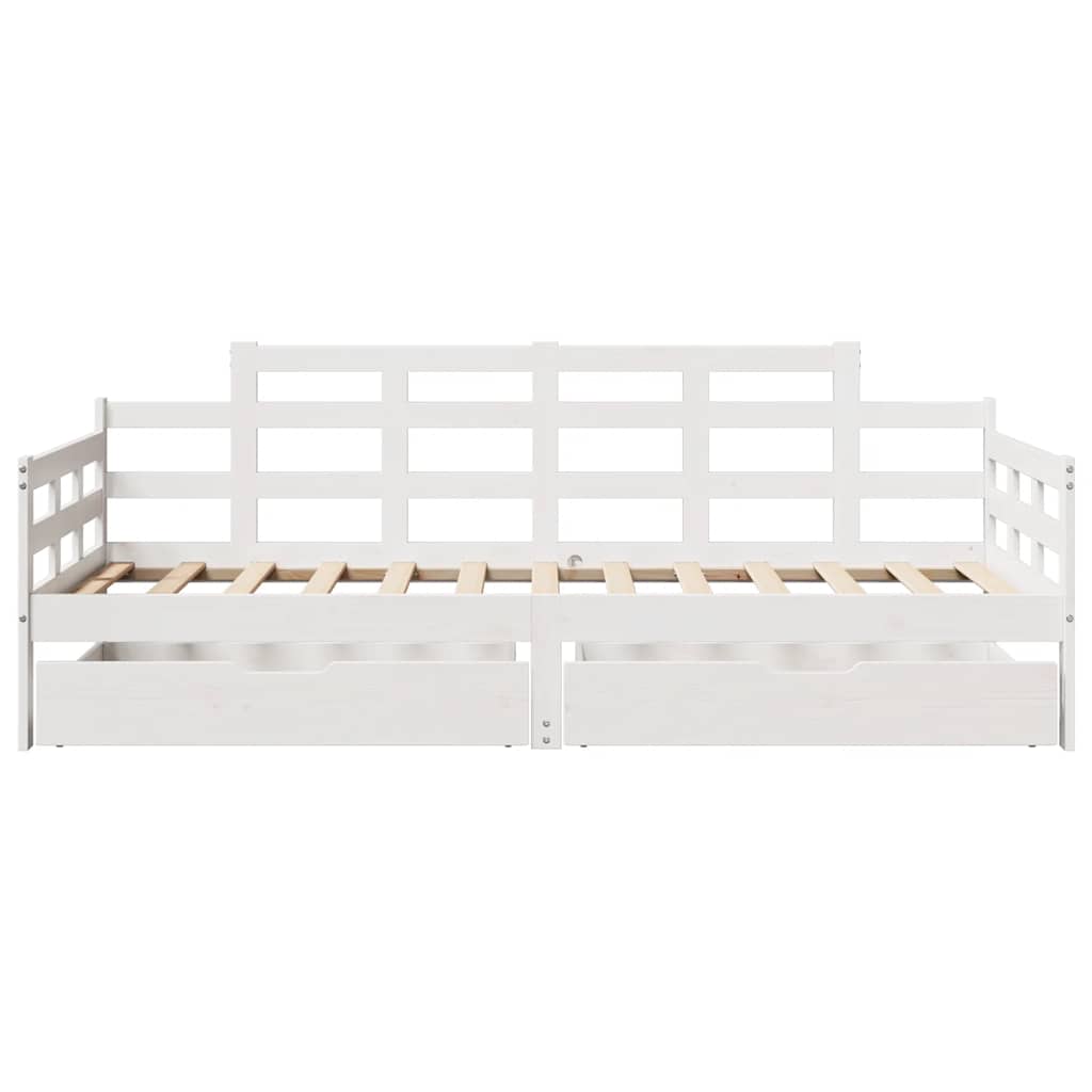 daybed med skuffer 90x190 cm massivt fyrretræ hvid