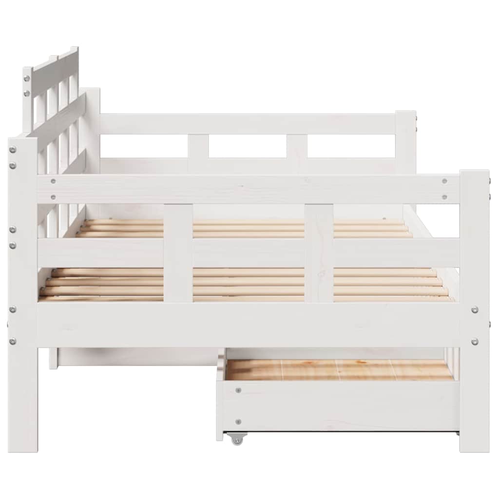 daybed med skuffer 90x190 cm massivt fyrretræ hvid