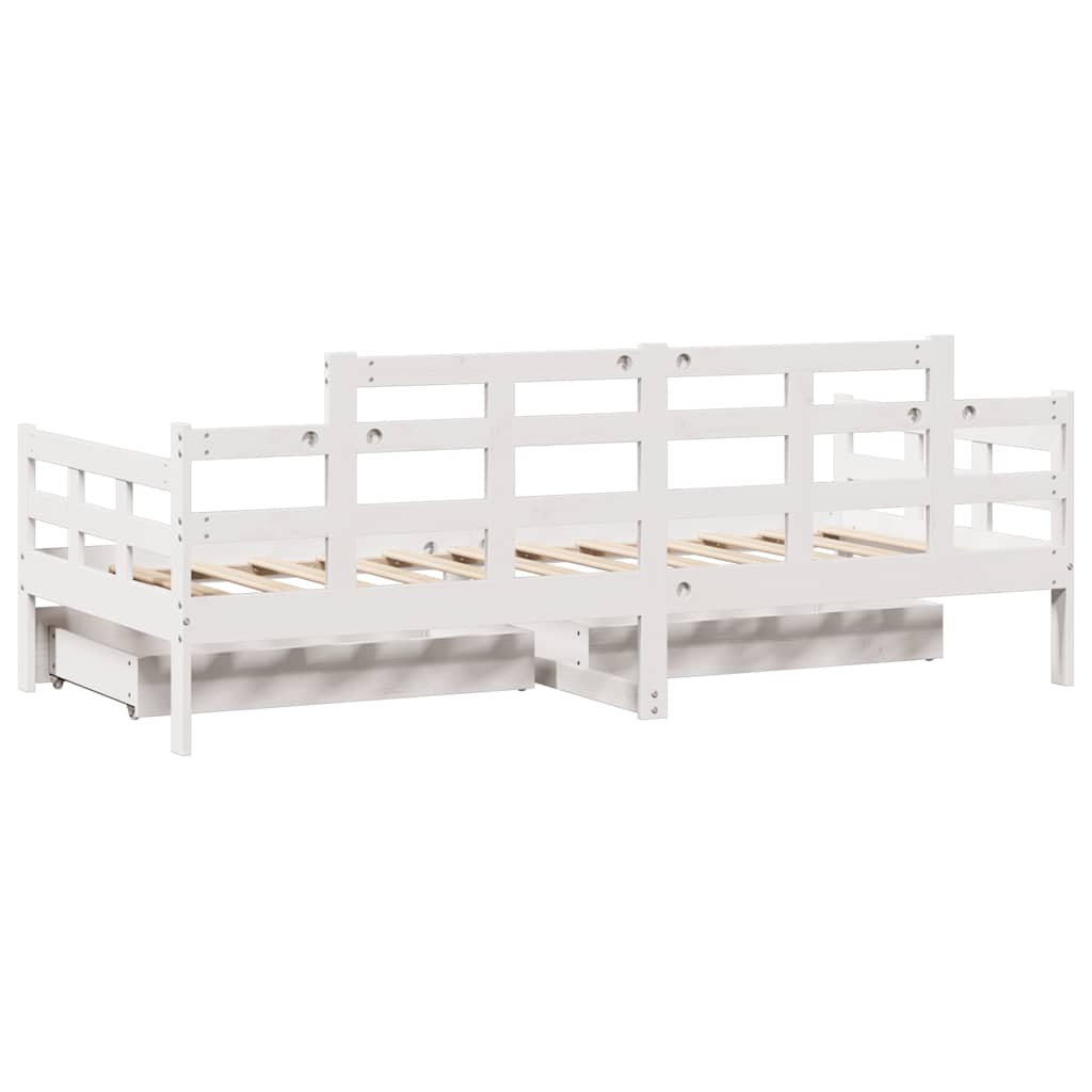 daybed med skuffer 90x190 cm massivt fyrretræ hvid