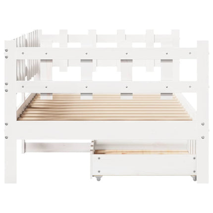 daybed med skuffer 90x190 cm massivt fyrretræ hvid