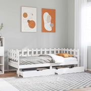 daybed med skuffer 90x190 cm massivt fyrretræ hvid
