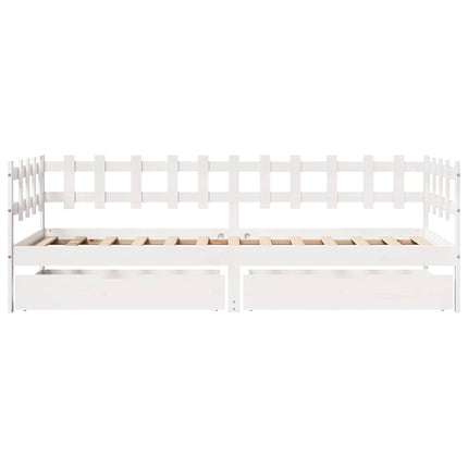 daybed med skuffer 90x200 cm massivt fyrretræ hvid