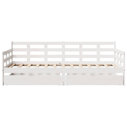 daybed med skuffer 90x200 cm massivt fyrretræ hvid