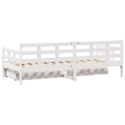daybed med skuffer 90x200 cm massivt fyrretræ hvid