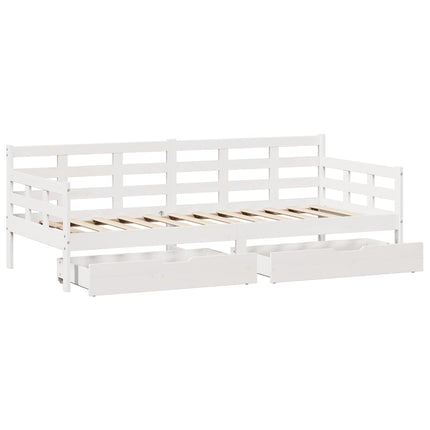 daybed med skuffer 80x200 cm massivt fyrretræ hvid