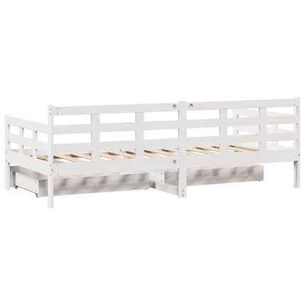 daybed med skuffer 90x190 cm massivt fyrretræ hvid