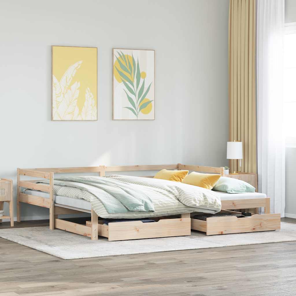daybed med skuffer 90x200 cm massivt fyrretræ billede