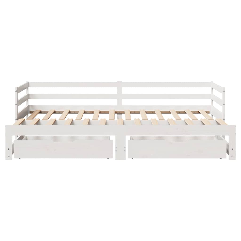 daybed med skuffer 90x200 cm massivt fyrretræ hvid