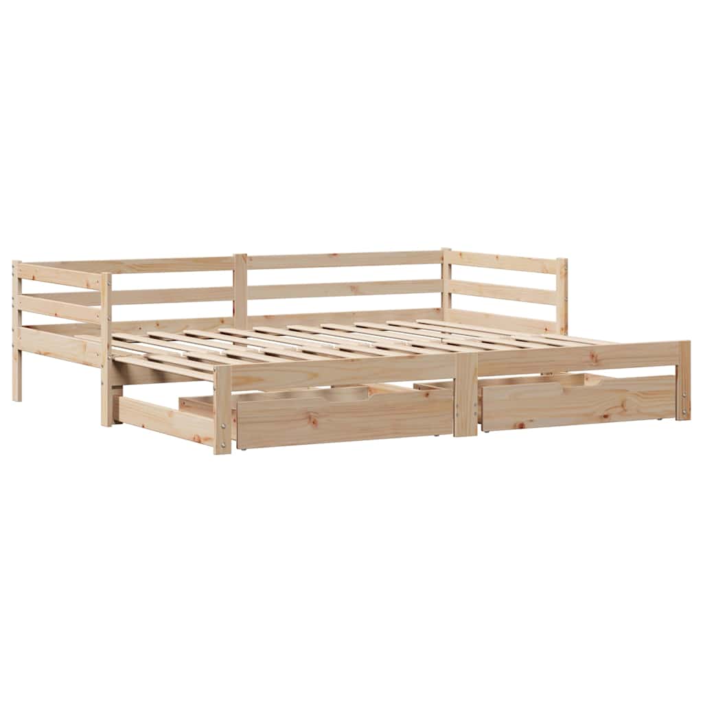daybed med udtræk og skuffer uden madras 90x190 cm