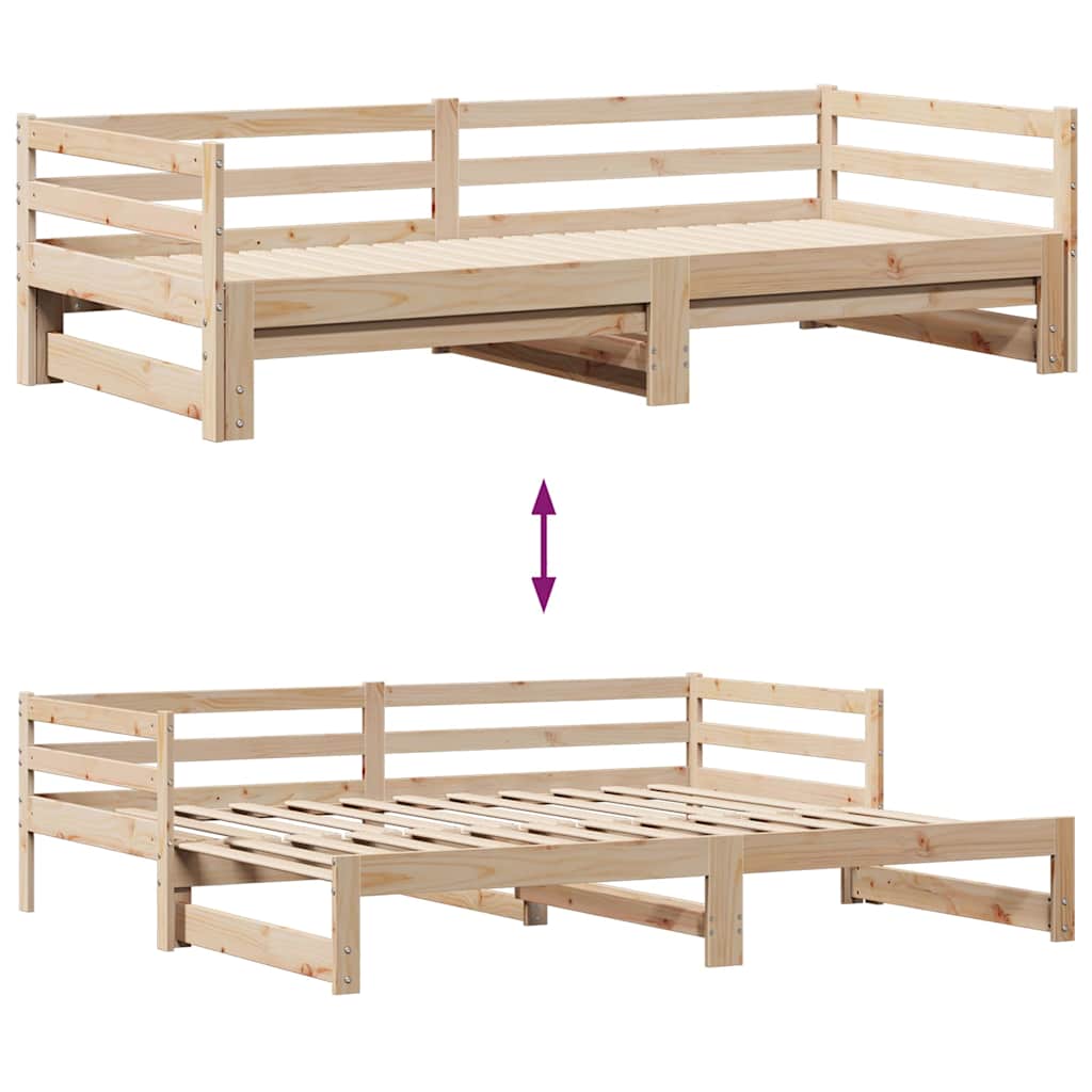 daybed med udtræk og skuffer uden madras 90x190 cm