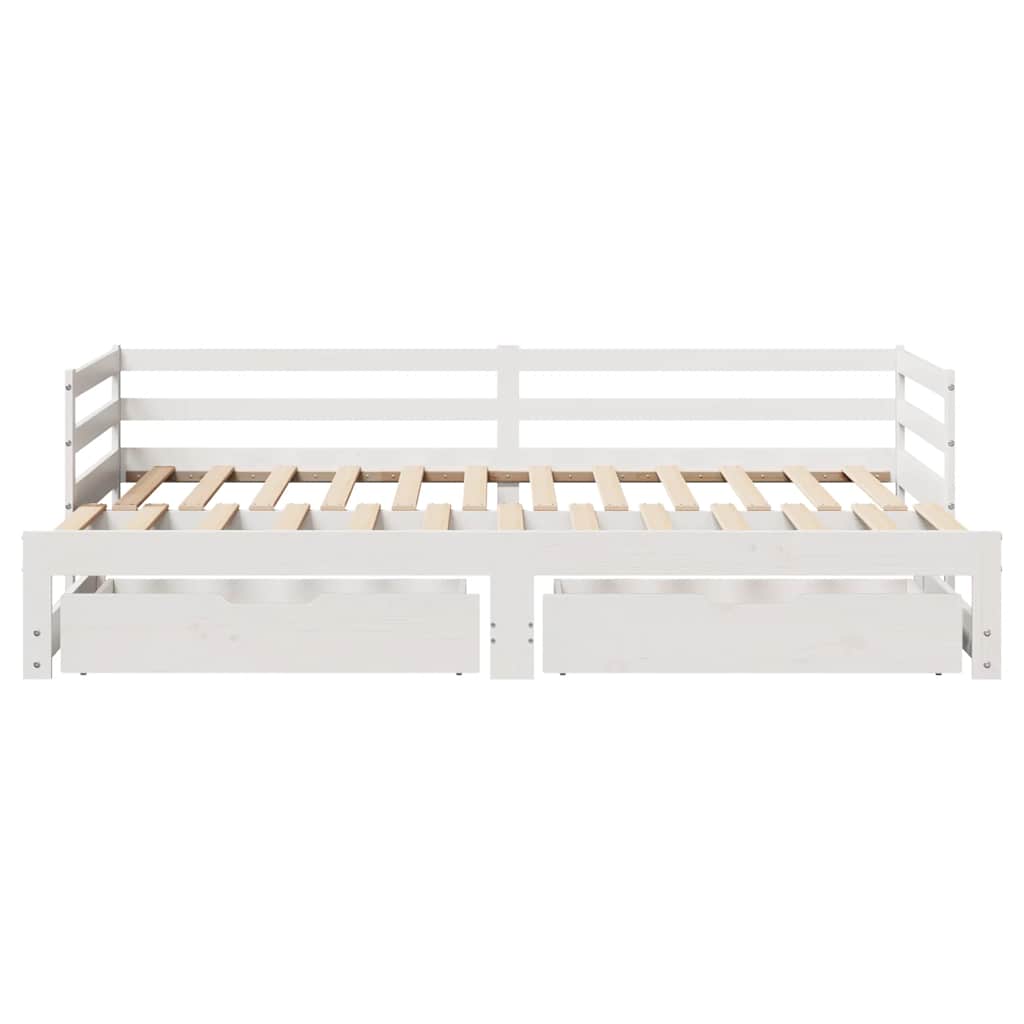 daybed med udtræk og skuffer uden madras 90x190 cm hvid