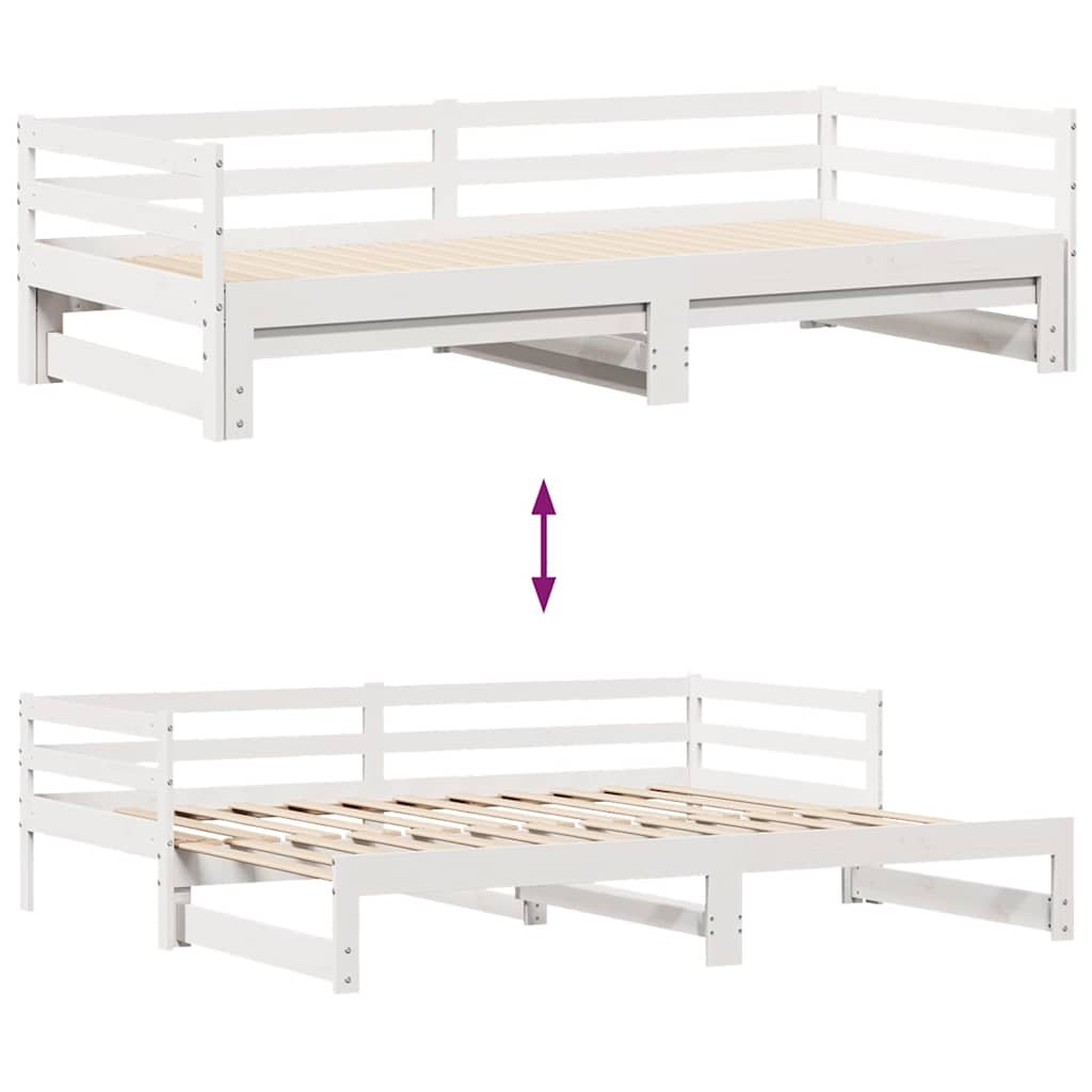 daybed med udtræk og skuffer uden madras 90x190 cm hvid