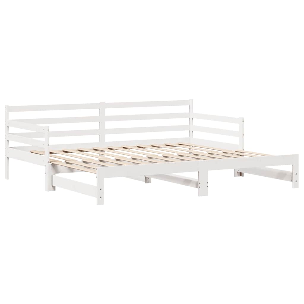 daybed med udtræk og skuffer uden madras 90x200 cm hvid