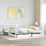 daybed med udtræk og skuffer uden madras 90x200 cm hvid