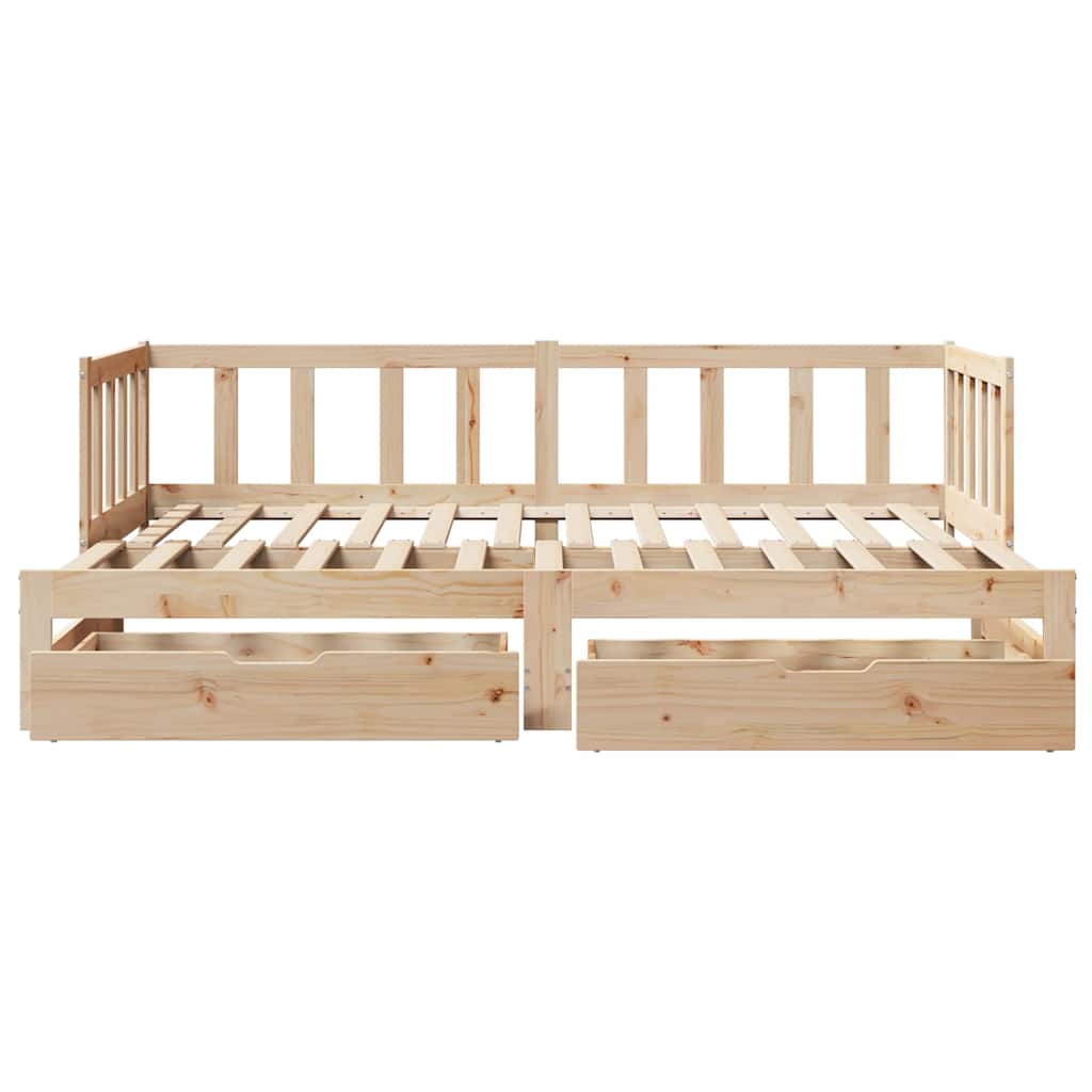 daybed med udtræk og skuffer uden madras 90x200 cm