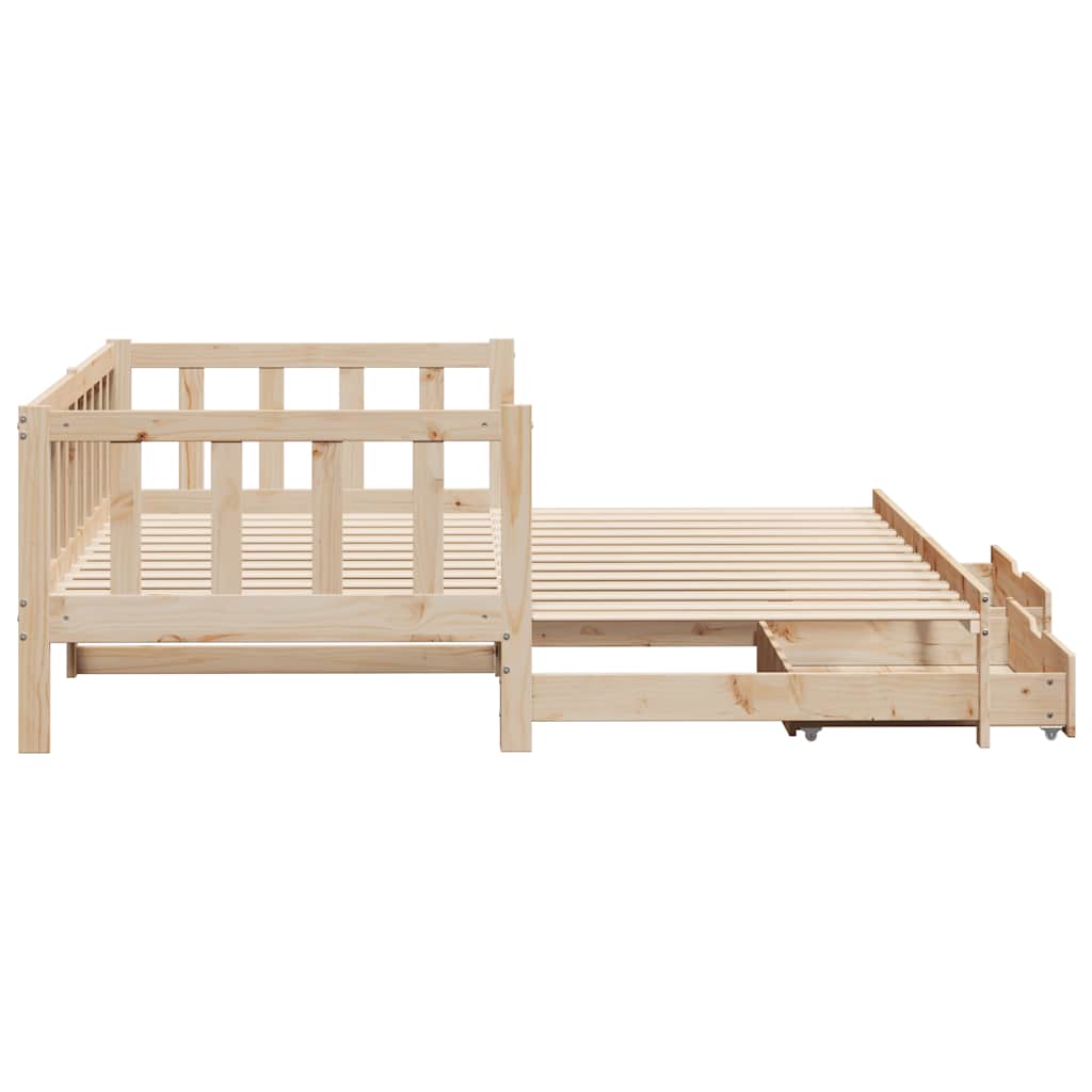 daybed med udtræk og skuffer uden madras 90x200 cm