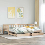 daybed med udtræk og skuffer uden madras 90x200 cm