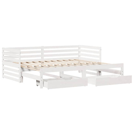 daybed med skuffer 90x200 cm massivt fyrretræ hvid