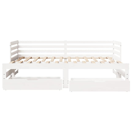 daybed med skuffer 90x200 cm massivt fyrretræ hvid