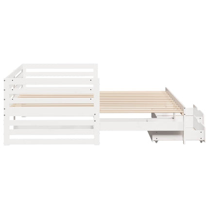 daybed med skuffer 90x200 cm massivt fyrretræ hvid