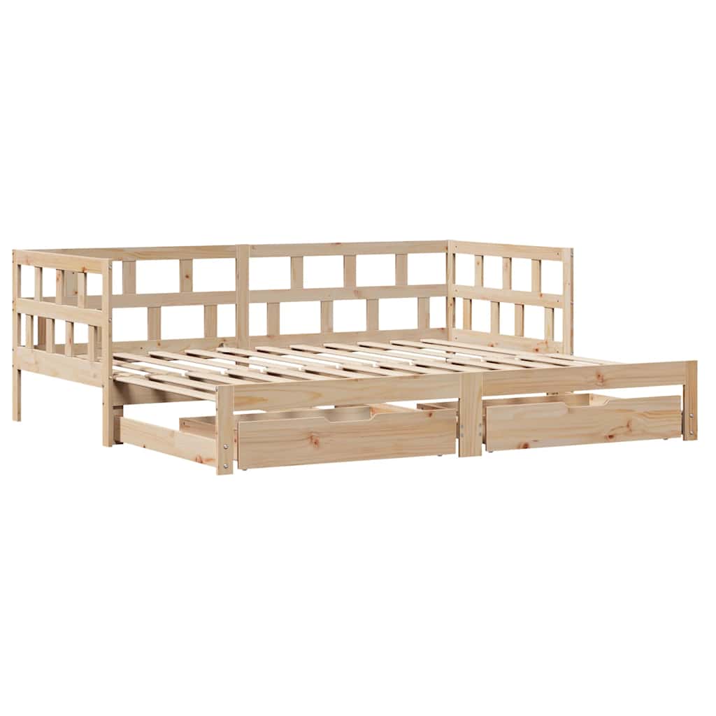 daybed med udtræk og skuffer uden madras 80x200 cm