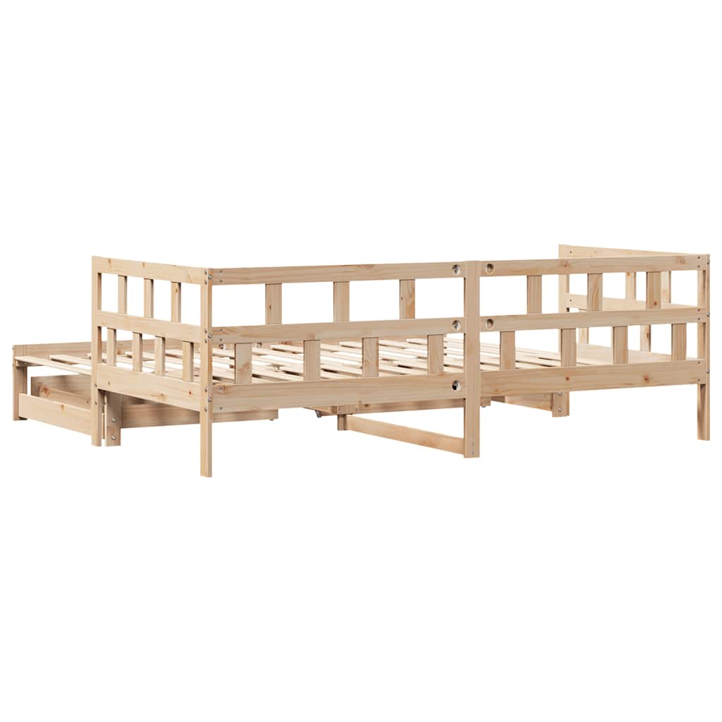 daybed med udtræk og skuffer uden madras 80x200 cm